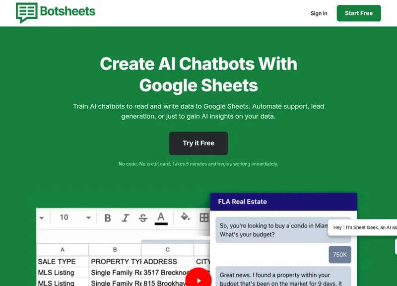 Botsheets AI Writer
