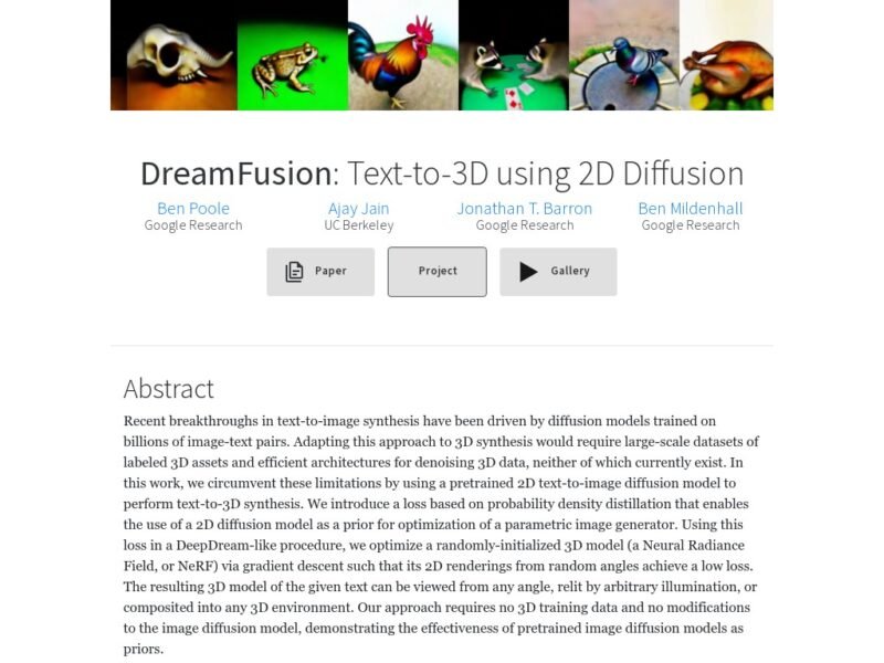 DreamFusion 3D
