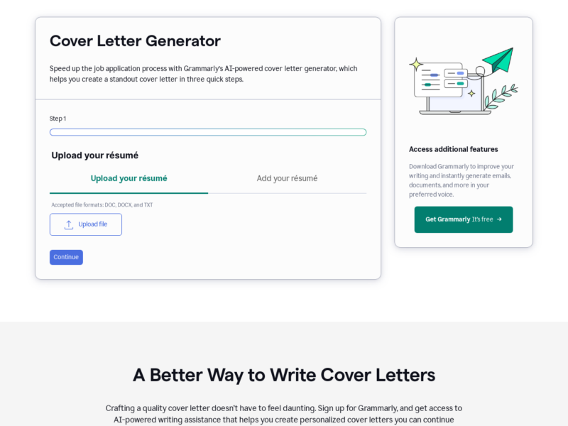 Cover Letter by Grammarly